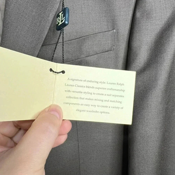 LAUREN RALPH LAUREN Men's Suit Olive Blazer Super 100's Pure New Wool Size 38R - Picture 6 of 15